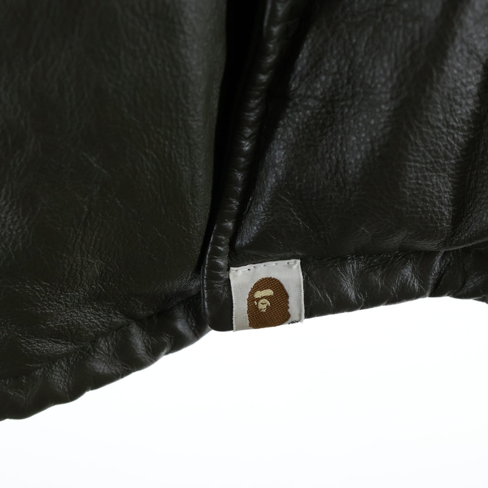 A BATHING APE(アベイシングエイプ) OLD 初期タグ カウレザー 牛革 M65 中綿 ミリタリージャケット カーキ