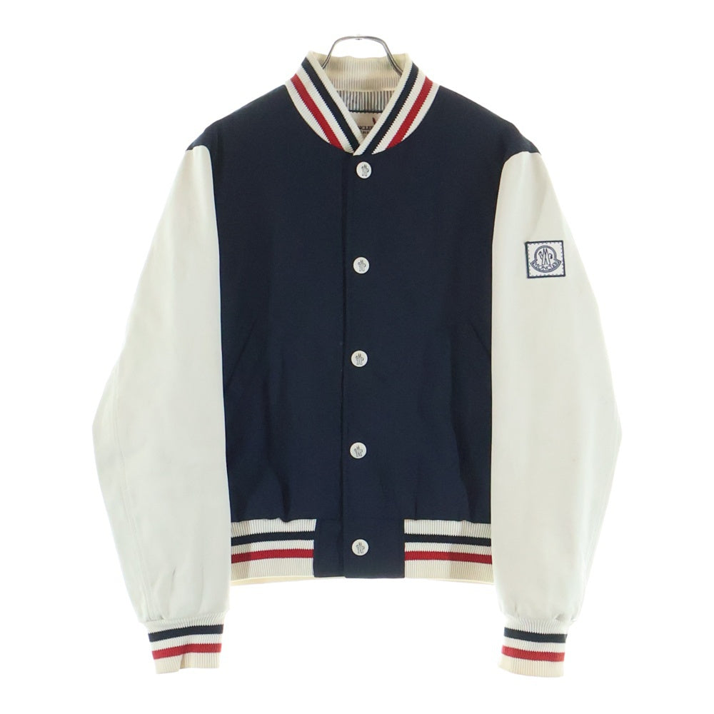 MONCLER GAMMEBLEU(モンクレールガムブルー) 16SS レザー ダウンジャケット スタジャン ブルゾン ネイビー/ホワイト D13914036080 10212