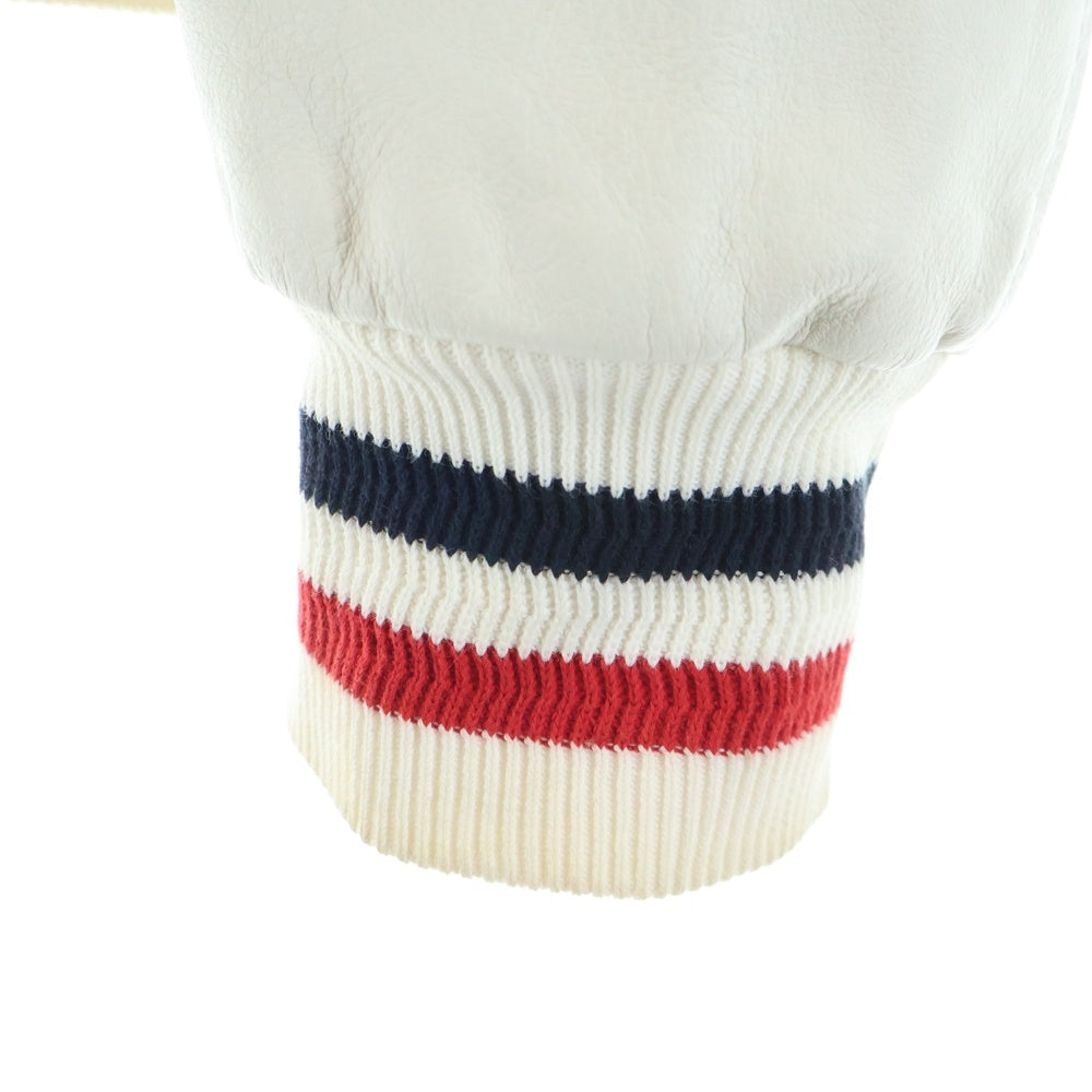 MONCLER GAMMEBLEU(モンクレールガムブルー) 16SS レザー ダウンジャケット スタジャン ブルゾン ネイビー/ホワイト D13914036080 10212