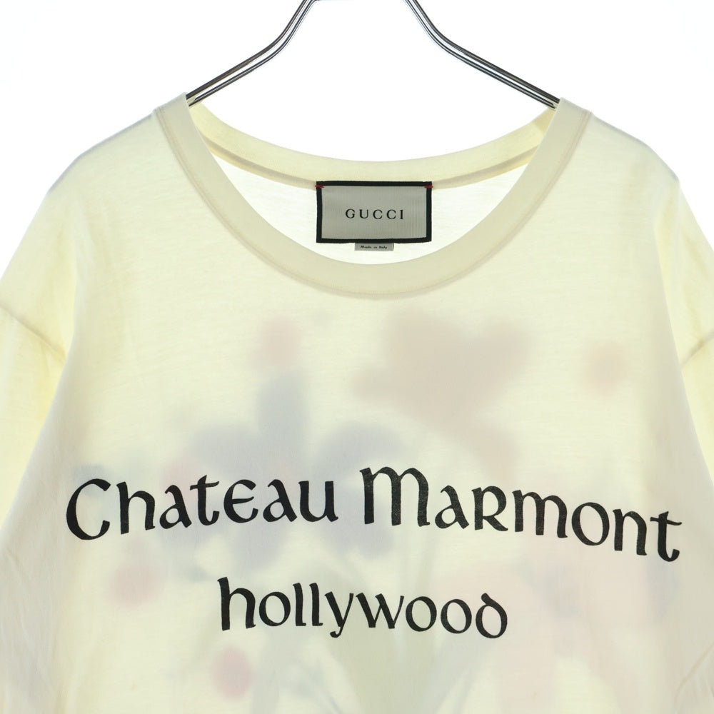 GUCCI(グッチ) コットン シャトー&マーモント オーバーサイズ クルーネック 半袖Tシャツ カットソー ホワイト 493117 XJAN5