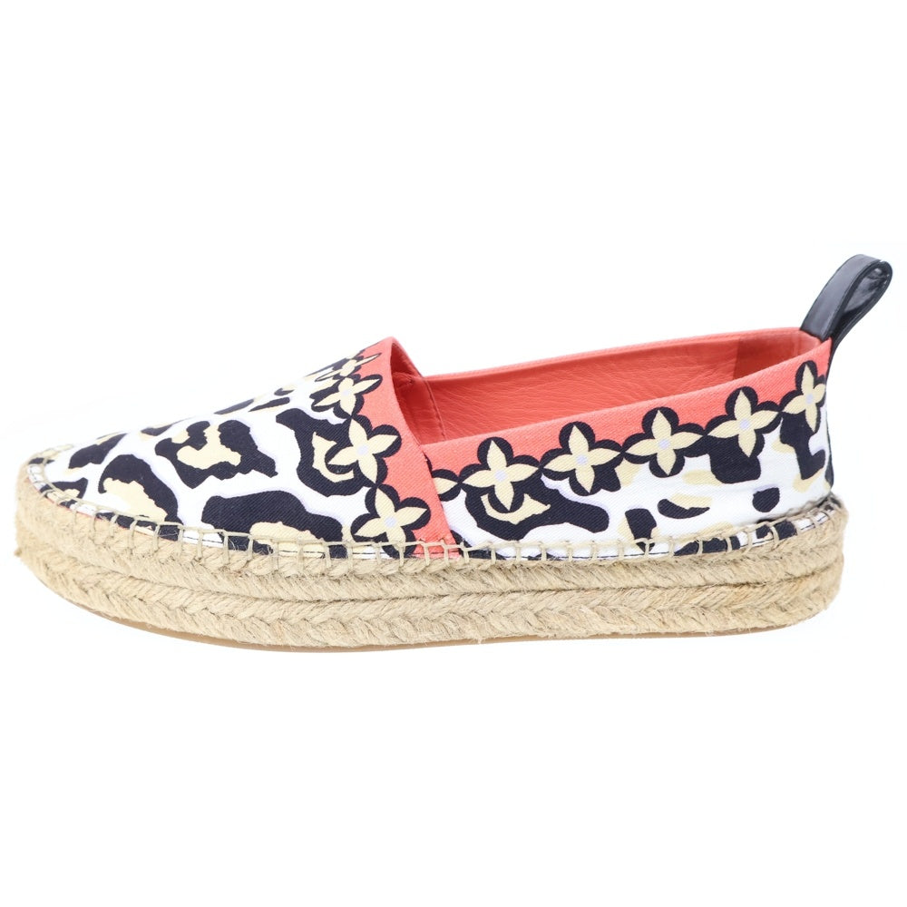 LOUIS VUITTON(ルイヴィトン) JUNGLE FLAT ESPADRILLE ジャングル フラット エスパドリーユ キャンバス スリッポン ホワイト/オレンジ レディース