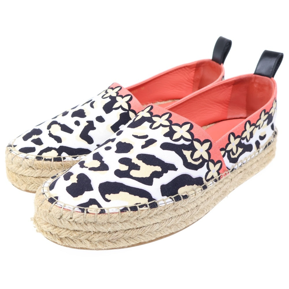 LOUIS VUITTON(ルイヴィトン) JUNGLE FLAT ESPADRILLE ジャングル フラット エスパドリーユ キャンバス スリッポン ホワイト/オレンジ レディース