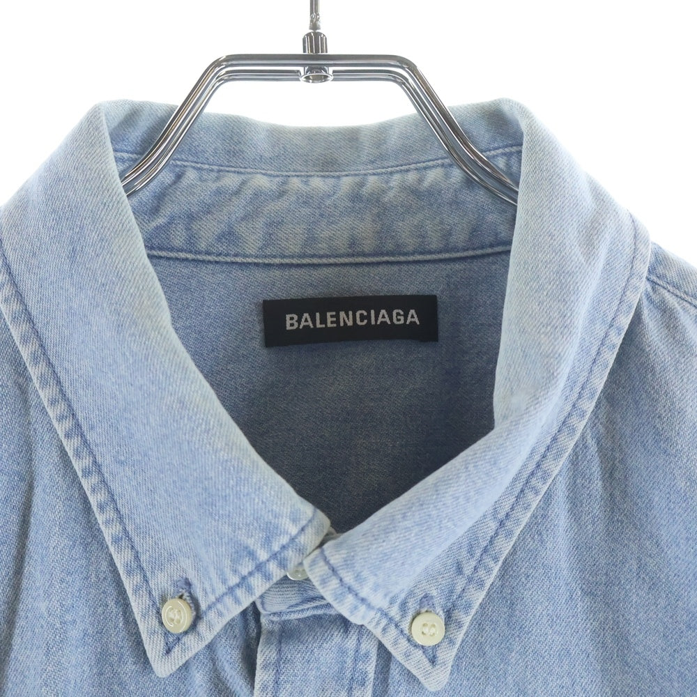 BALENCIAGA(バレンシアガ) 19SS BACK LOGO DENIM SHIRT バックロゴオーバーサイズデニムシャツ ライトブルー 557578 TYE24