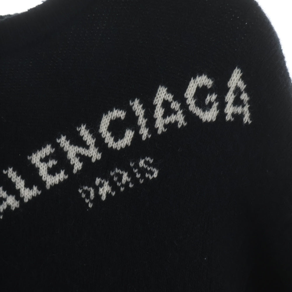 BALENCIAGA(バレンシアガ) 17AW オールオーバーロゴジャガード クルーネック ニットセーター ブラック 486964