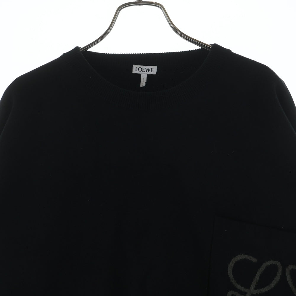 LOEWE(ロエベ) 24AW ANAGRAM POCKET SWEATER アナグラムロゴ クルーネック コットン ニット セーター ブラック H526Y14KDK