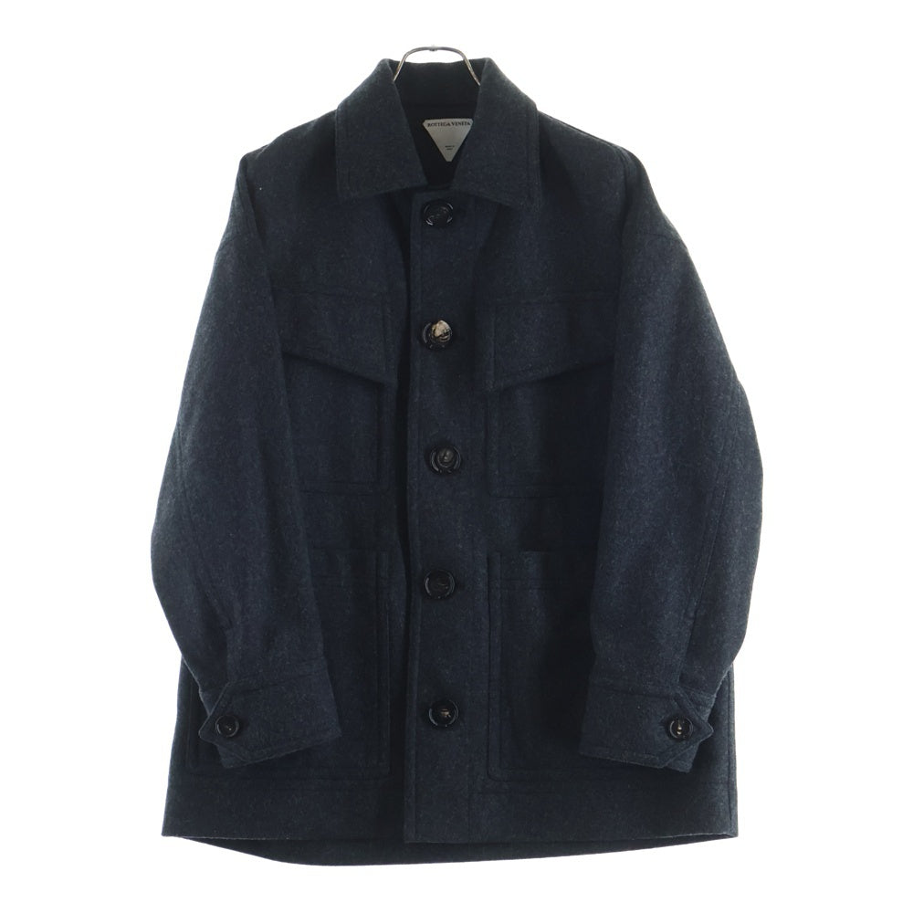 BOTTEGA VENETA(ボッテガヴェネタ) ウール フロント マルチポケット ステンカラーコート ジャケット ダークグレー 659450 V0YO0