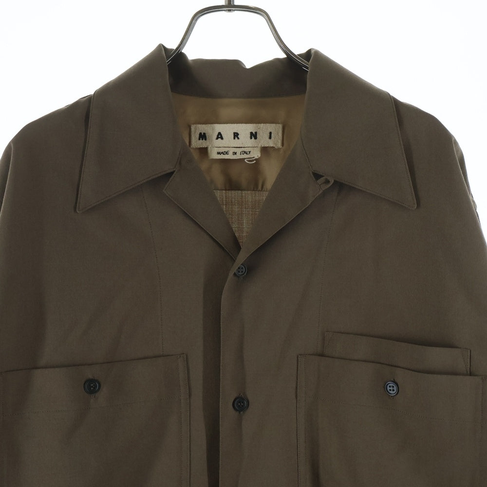 MARNI(マルニ) 21AW トロピカルウール オープンカラー 長袖シャツ ブラウン CUMU0138A0 S45455