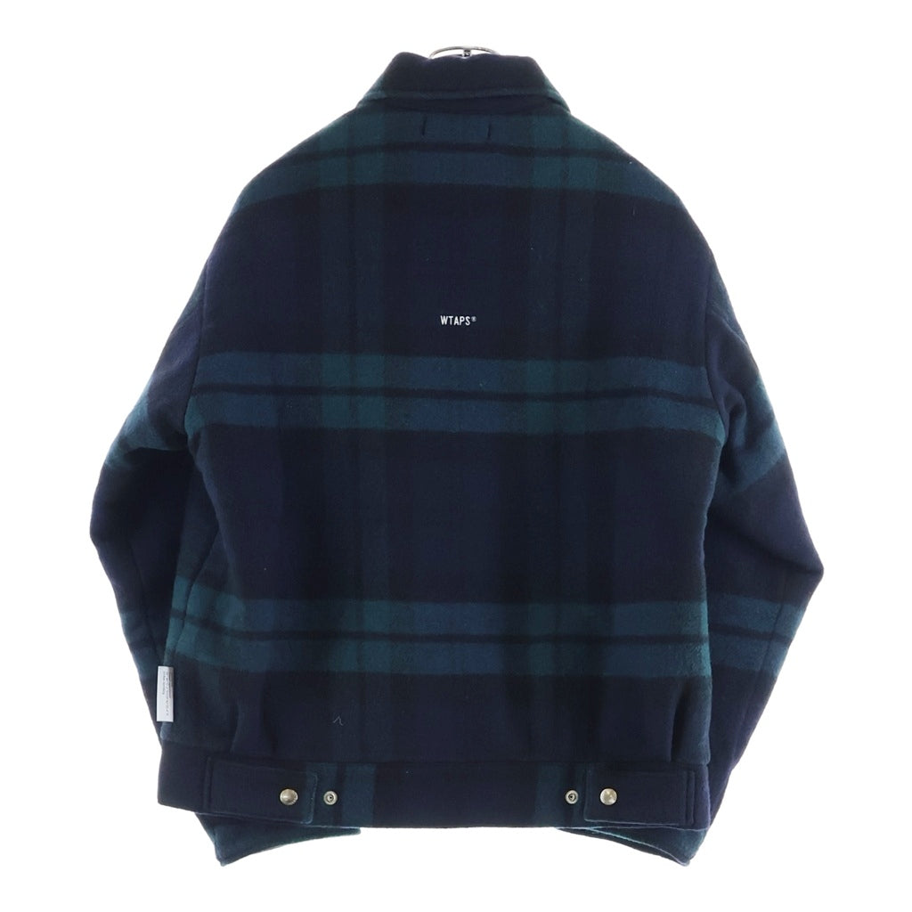 WTAPS(ダブルタップス) 25AW WRECKER JACKET WOPL MELTON TEXTILE 252TQDT-JKM03 チェック柄 ウール ジップアップジャケット ブルゾン ネイビー