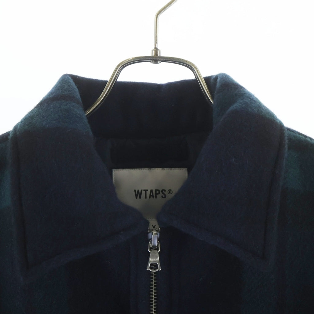 WTAPS(ダブルタップス) 25AW WRECKER JACKET WOPL MELTON TEXTILE 252TQDT-JKM03 チェック柄 ウール ジップアップジャケット ブルゾン ネイビー