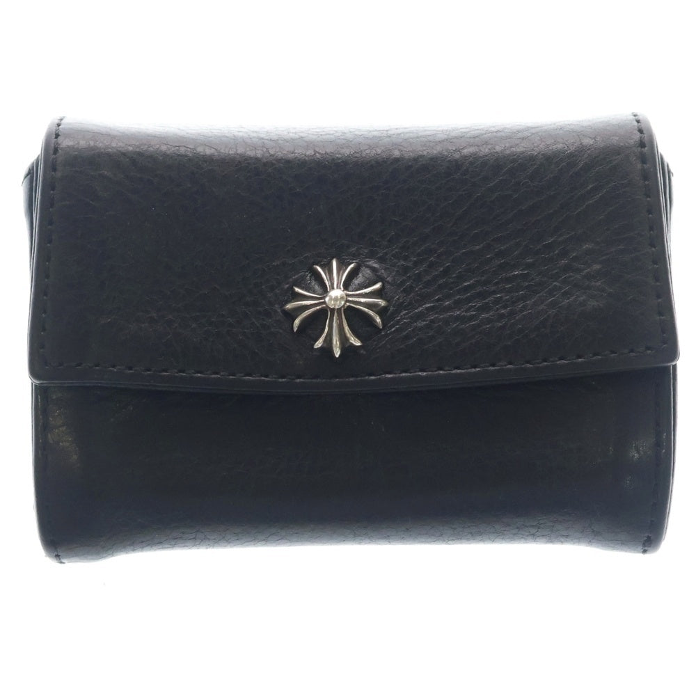 CHROME HEARTS(クロムハーツ) TINY WALLET タイニーレザーウォレット CHプラスボタン 財布 ブラック BCA372