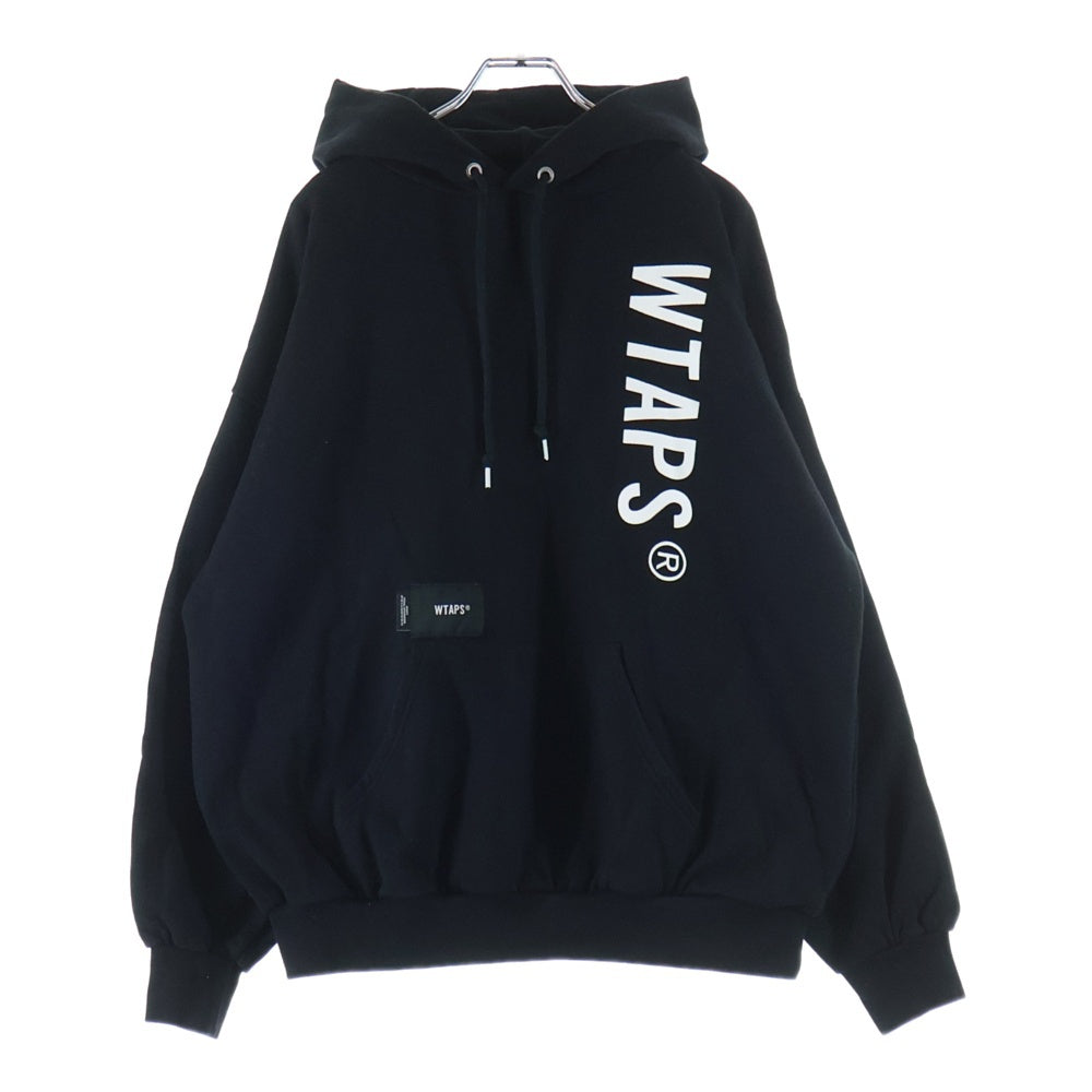 WTAPS(ダブルタップス) 23AW SIGN/HOODY/COTTON サインロゴプリント スウェットプルオーバーパーカーブラック 232ATDT-HPM01S