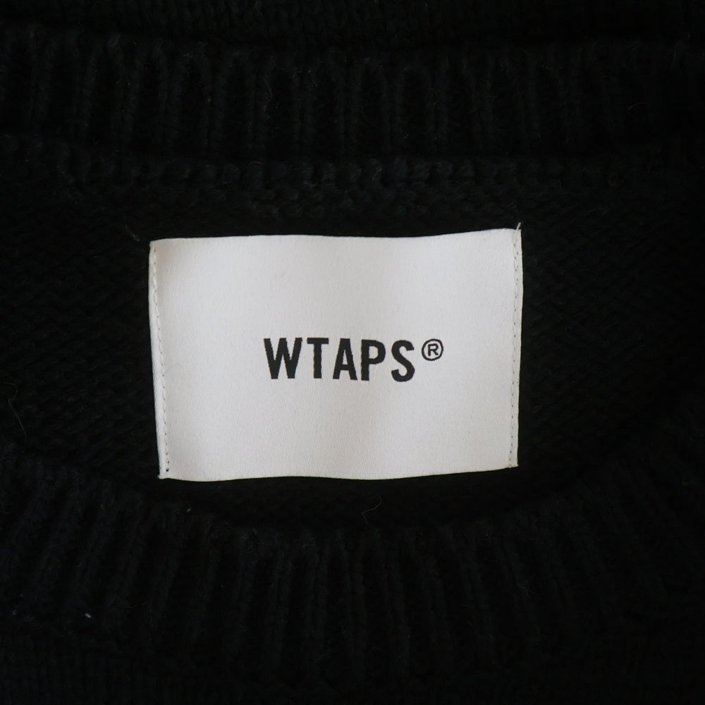 WTAPS(ダブルタップス) 23SS CN02 クルーネック ニットセーター ブラック 232MADT-KNM05