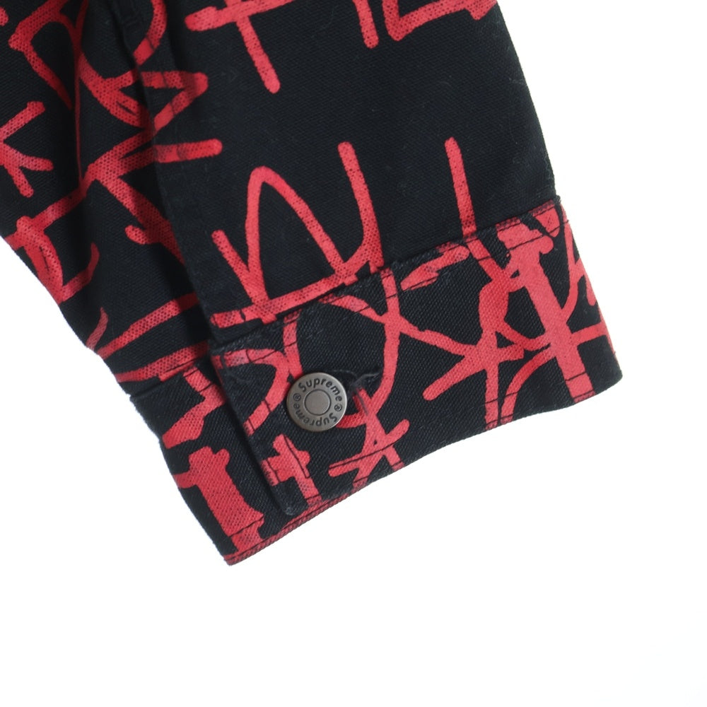 SUPREME(シュプリーム) 18AW ×COMME des GARCONS SHIRT Painted Canvas Chore Coat コムデギャルソンシャツ ペインテッド チョア コート デニムジャケット ブラック/レッド