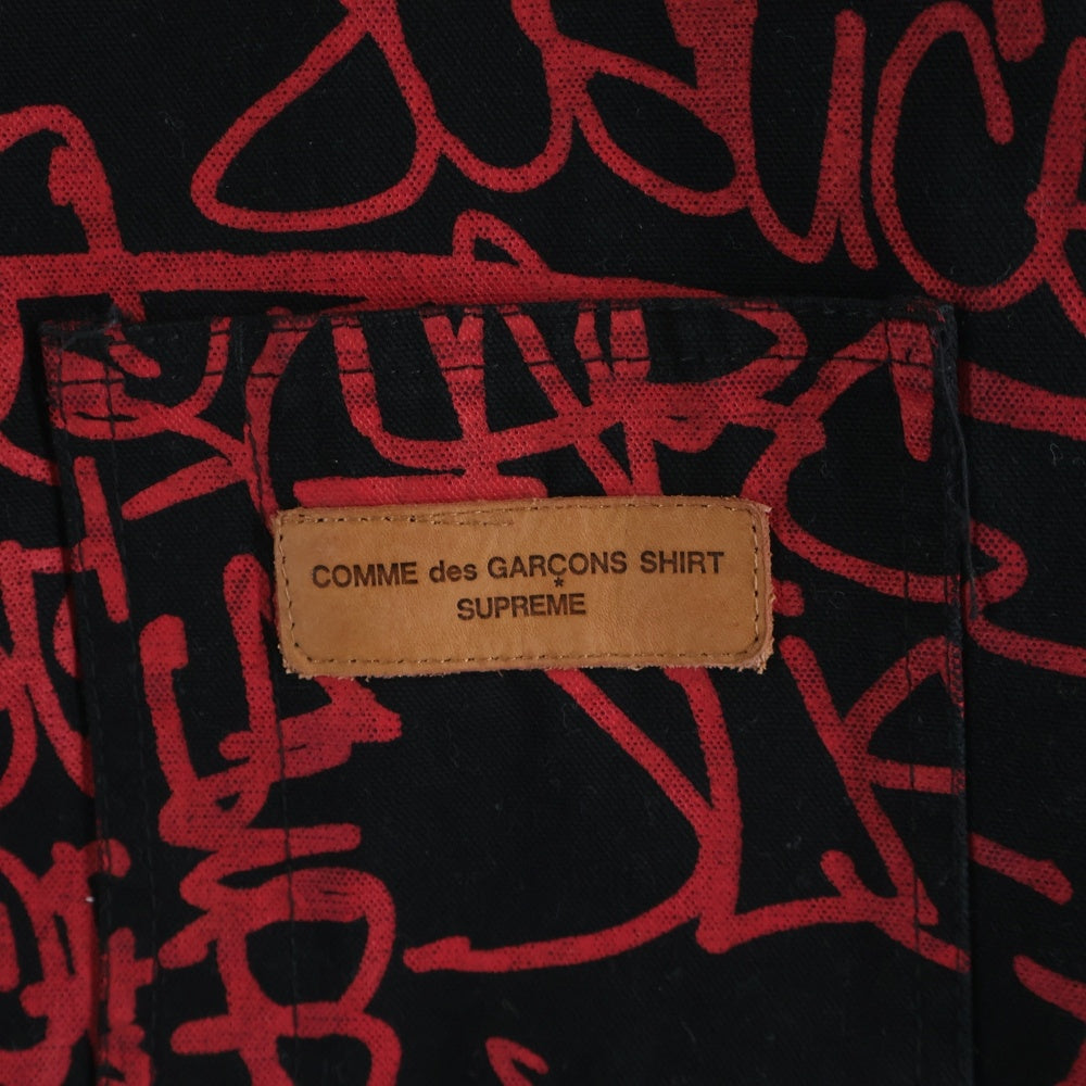 SUPREME(シュプリーム) 18AW ×COMME des GARCONS SHIRT Painted Canvas Chore Coat コムデギャルソンシャツ ペインテッド チョア コート デニムジャケット ブラック/レッド