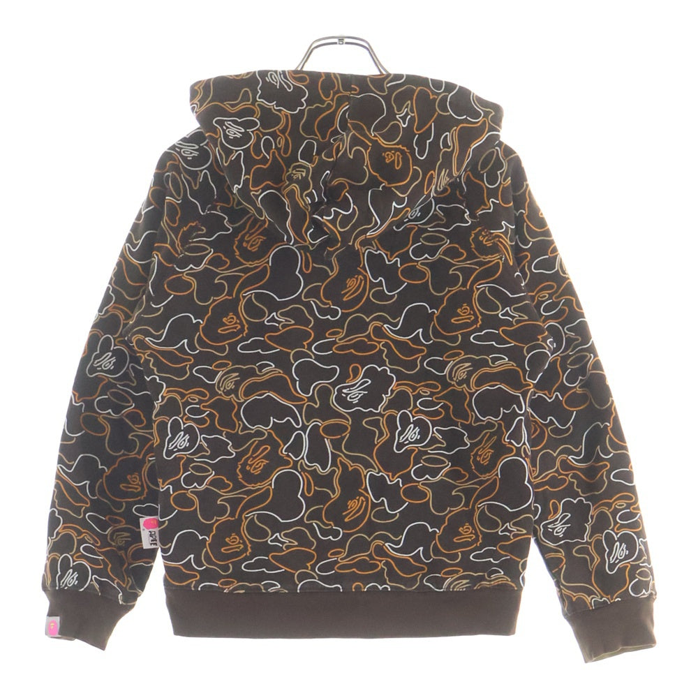A BATHING APE(アベイシングエイプ) ネオンカモ リバーシブルスウェットパーカー ブラウン レディース