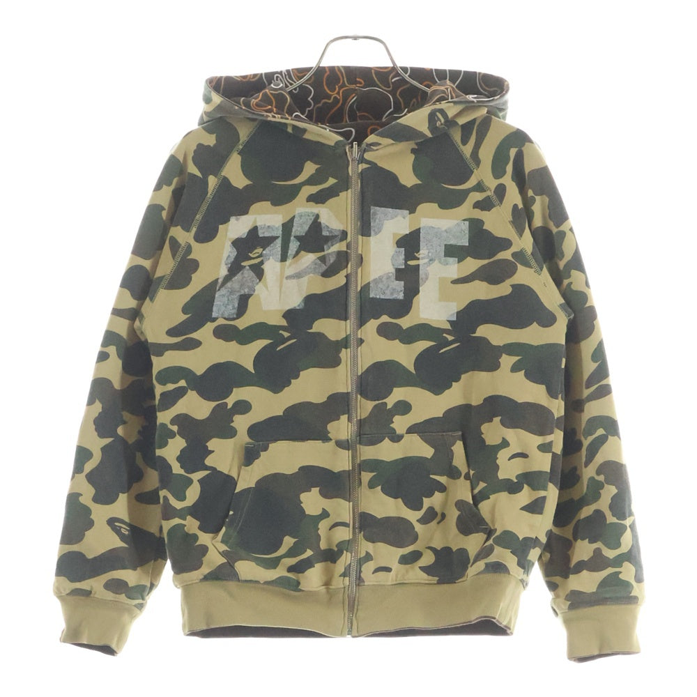 A BATHING APE(アベイシングエイプ) ネオンカモ リバーシブルスウェットパーカー ブラウン レディース