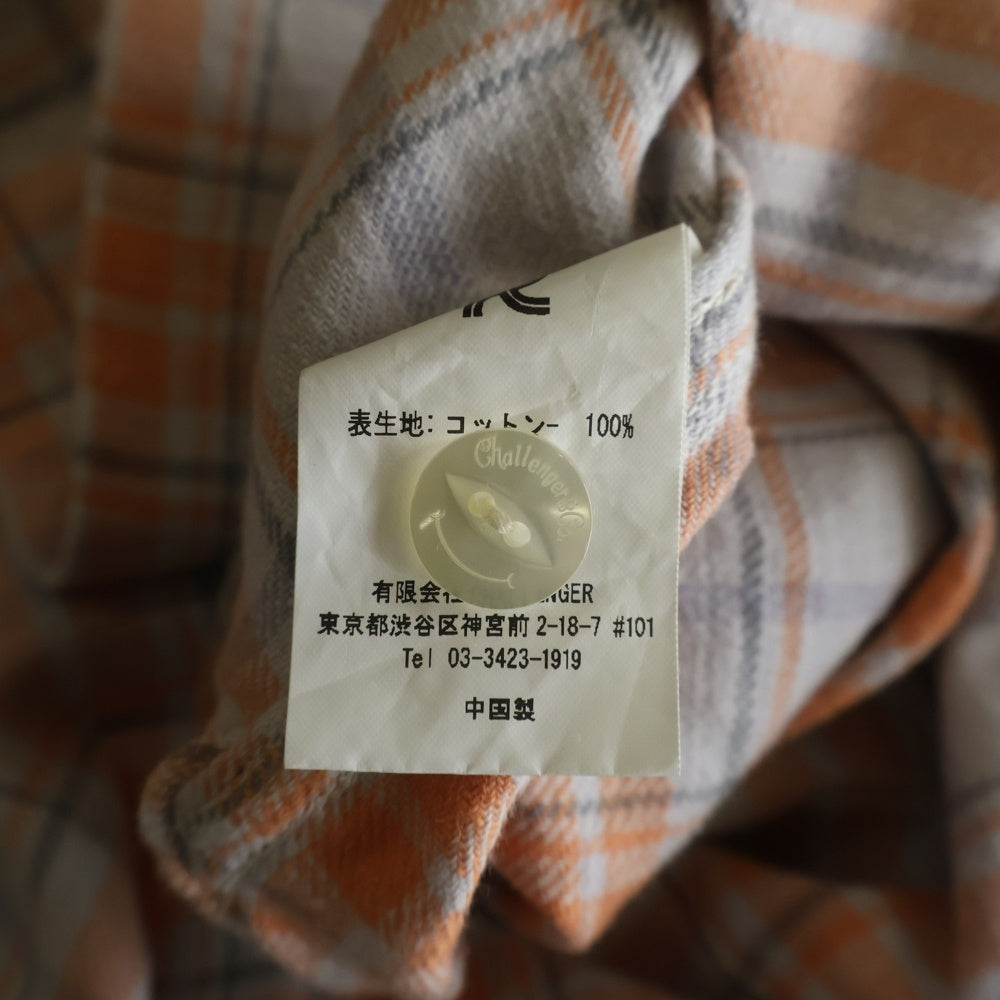 CHALLENGER(チャレンジャー) L/S CHECK SHIRT チェック柄 長袖シャツ オレンジ /グレー CLG-SH023-010