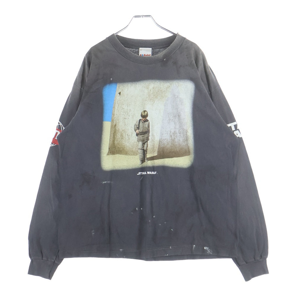 SAINT MICHAEL(セントマイケル) 25SS ×STAR WARS DARTHVADER SW_LS TEE スターウォーズ ダースベイダー プリント 長袖Tシャツ グレー SM-HR8-0000-C64