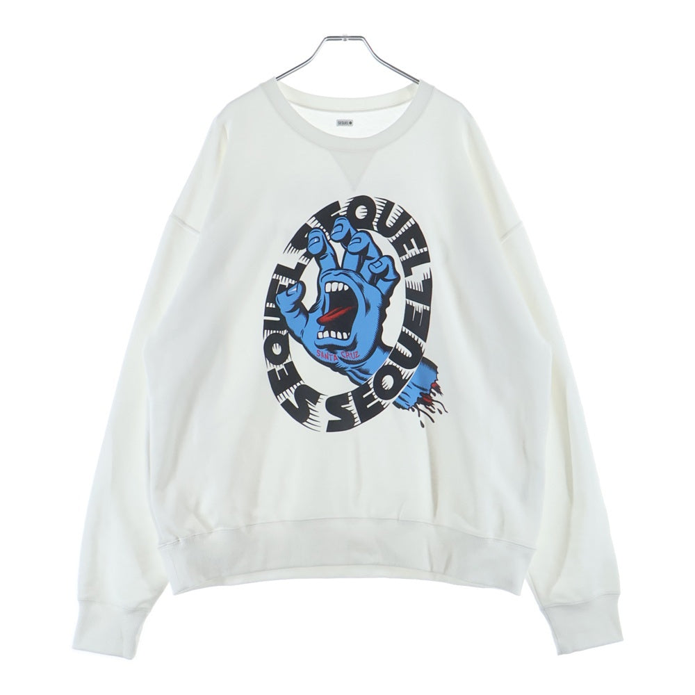 SEQUEL(シークエル) 25SS ×SANTA CRUZ CREW NECK SWEAT サンタクルーズ クルーネックスウェットトレーナー ホワイト