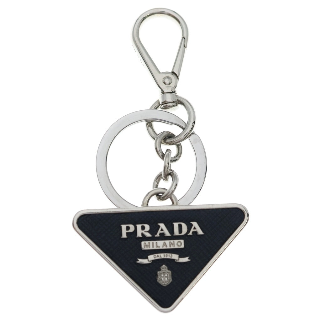 PRADA(プラダ) トライアングルロゴ キーリング ブラック/シルバー 1PS057