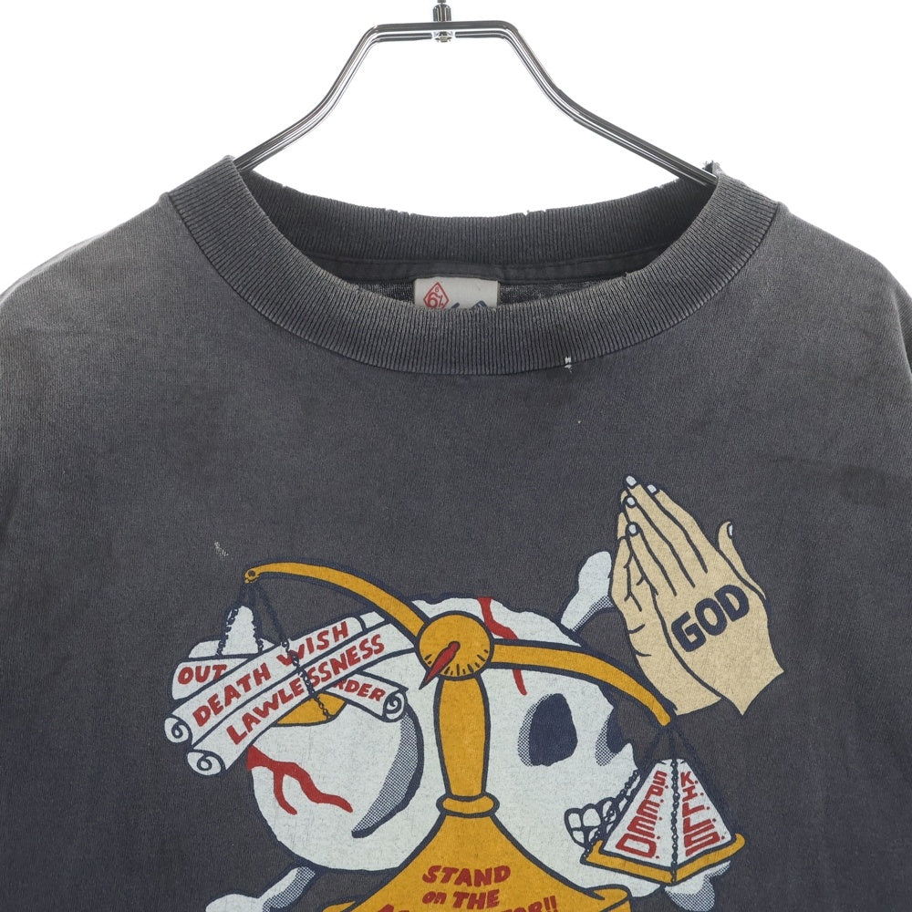 SAINT MICHAEL(セントマイケル) 25SS ×NEIGHBORHOOD STHD. SS TEE PRAY ネイバーフッド ヴィンテージ加工 半袖Tシャツ チャコールグレー SM-HR8-0000-C68