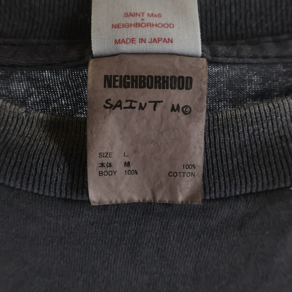 SAINT MICHAEL(セントマイケル) 25SS ×NEIGHBORHOOD STHD. SS TEE PRAY ネイバーフッド ヴィンテージ加工 半袖Tシャツ チャコールグレー SM-HR8-0000-C68