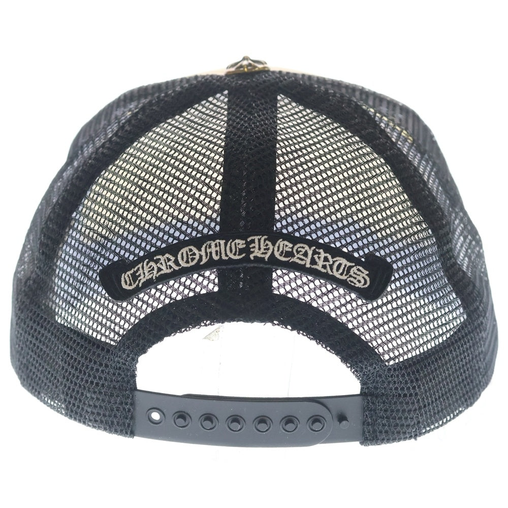 CHROME HEARTS(クロムハーツ) TRUCKER CAP トラッカーキャップ 英字プリントクロスボール付メッシュ帽子 ブラック/ホワイト