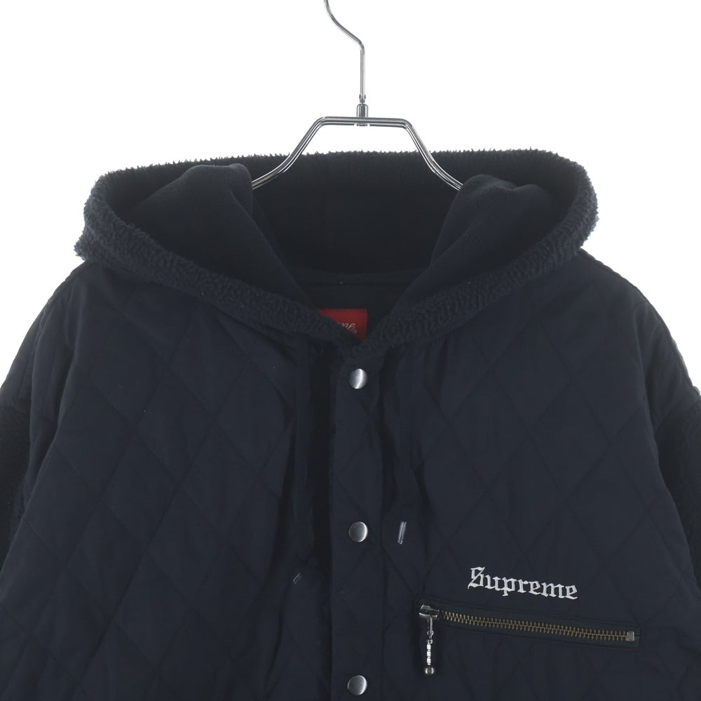 SUPREME(シュプリーム) 17AW Hooded Fleece Nylon Shirt フード付き シャツジャケット ブラック