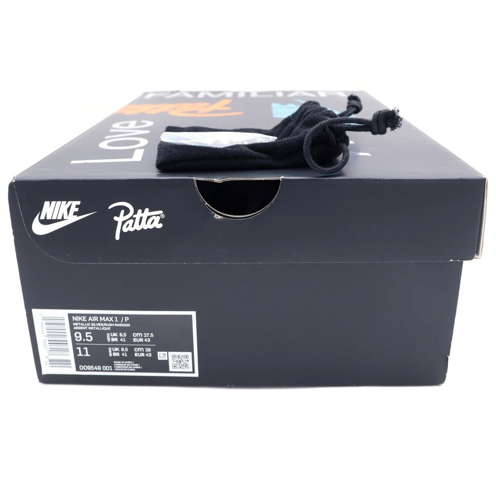 NIKE(ナイキ) ×PATTA AIR MAX 1 NIGHT MAROON パタ エアマックス1 ナイトマルーン ローカットスニーカー パープル US9.5/27.5cm DO9549-001