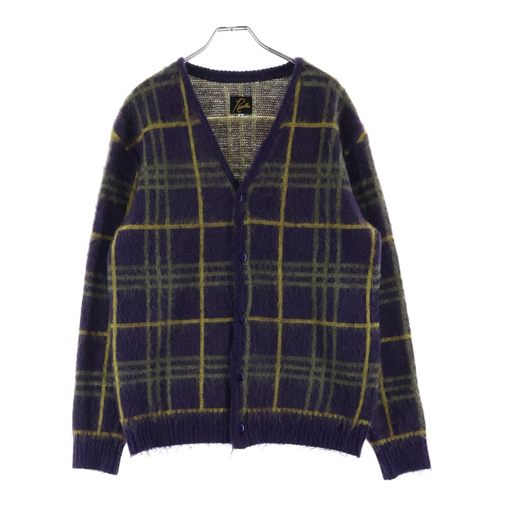 Needles(ニードルス) 20AW Mohair Cardigan モヘア混 チェック カーディガン パープル HM272