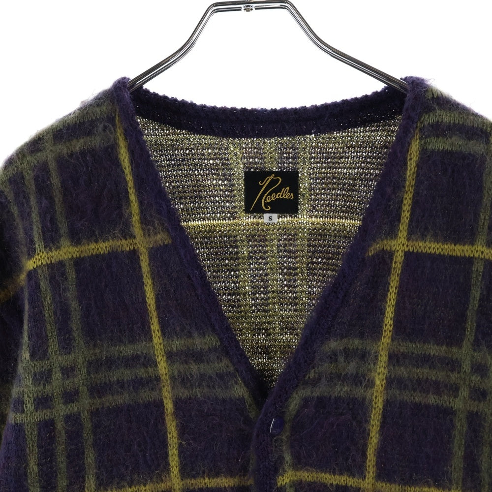 Needles(ニードルス) 20AW Mohair Cardigan モヘア混 チェック カーディガン パープル HM272