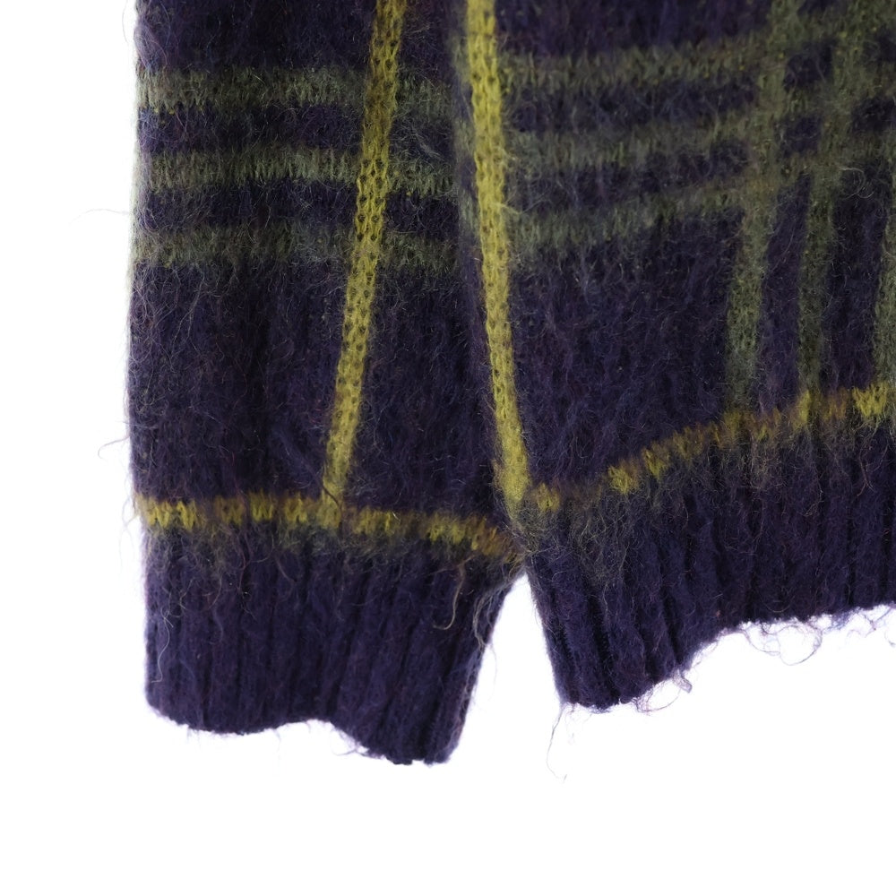 Needles(ニードルス) 20AW Mohair Cardigan モヘア混 チェック カーディガン パープル HM272