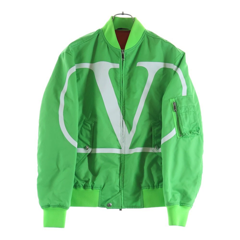 VALENTINO(ヴァレンティノ) 19AW Bomber Jacket with VLogo Print Vロゴ ボンバージャケット MA-1 ブルゾン グリーン UV3CIF156G9