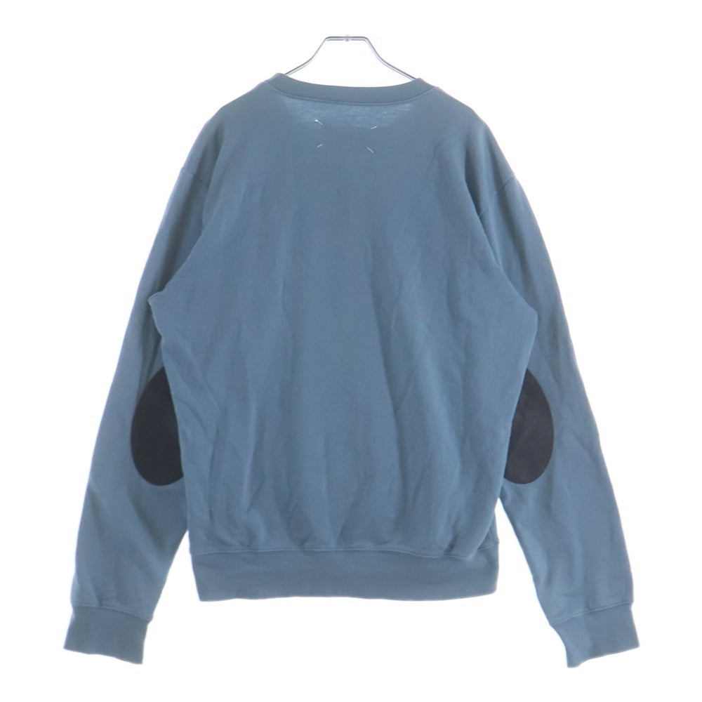 Maison Martin Margiela(メゾンマルタンマルジェラ) 17SSレザー エルボーパッチ クルーネックスウェットトレーナー ライトブルー S50GU0040 S25332