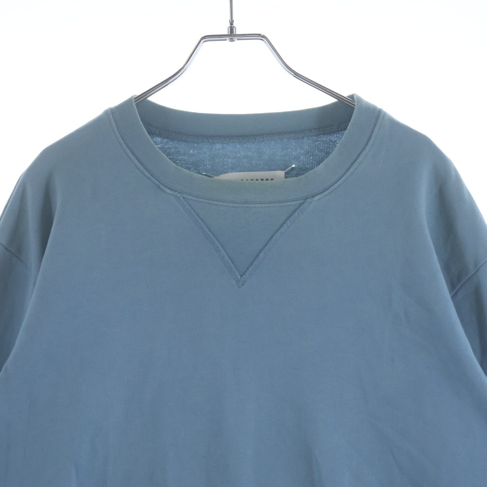 Maison Martin Margiela(メゾンマルタンマルジェラ) 17SSレザー エルボーパッチ クルーネックスウェットトレーナー ライトブルー S50GU0040 S25332