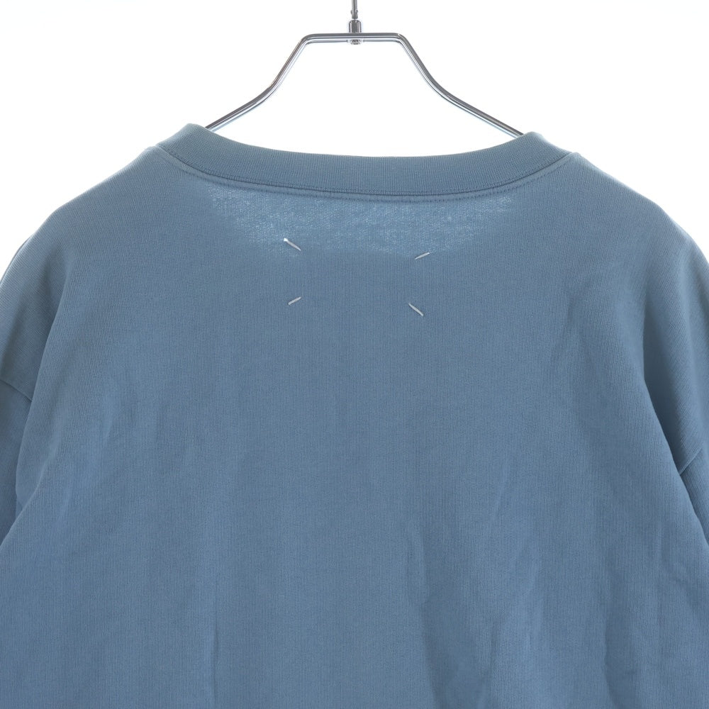 Maison Martin Margiela(メゾンマルタンマルジェラ) 17SSレザー エルボーパッチ クルーネックスウェットトレーナー ライトブルー S50GU0040 S25332