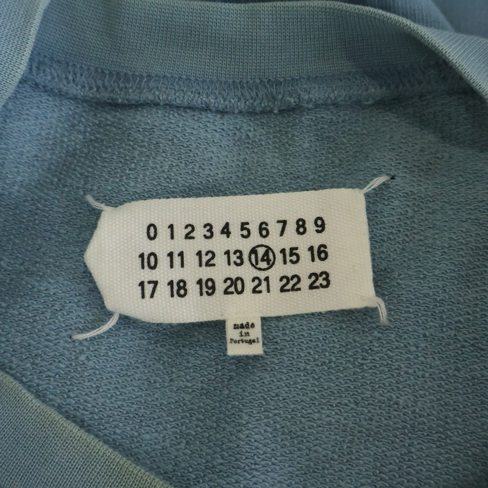 Maison Martin Margiela(メゾンマルタンマルジェラ) 17SSレザー エルボーパッチ クルーネックスウェットトレーナー ライトブルー S50GU0040 S25332