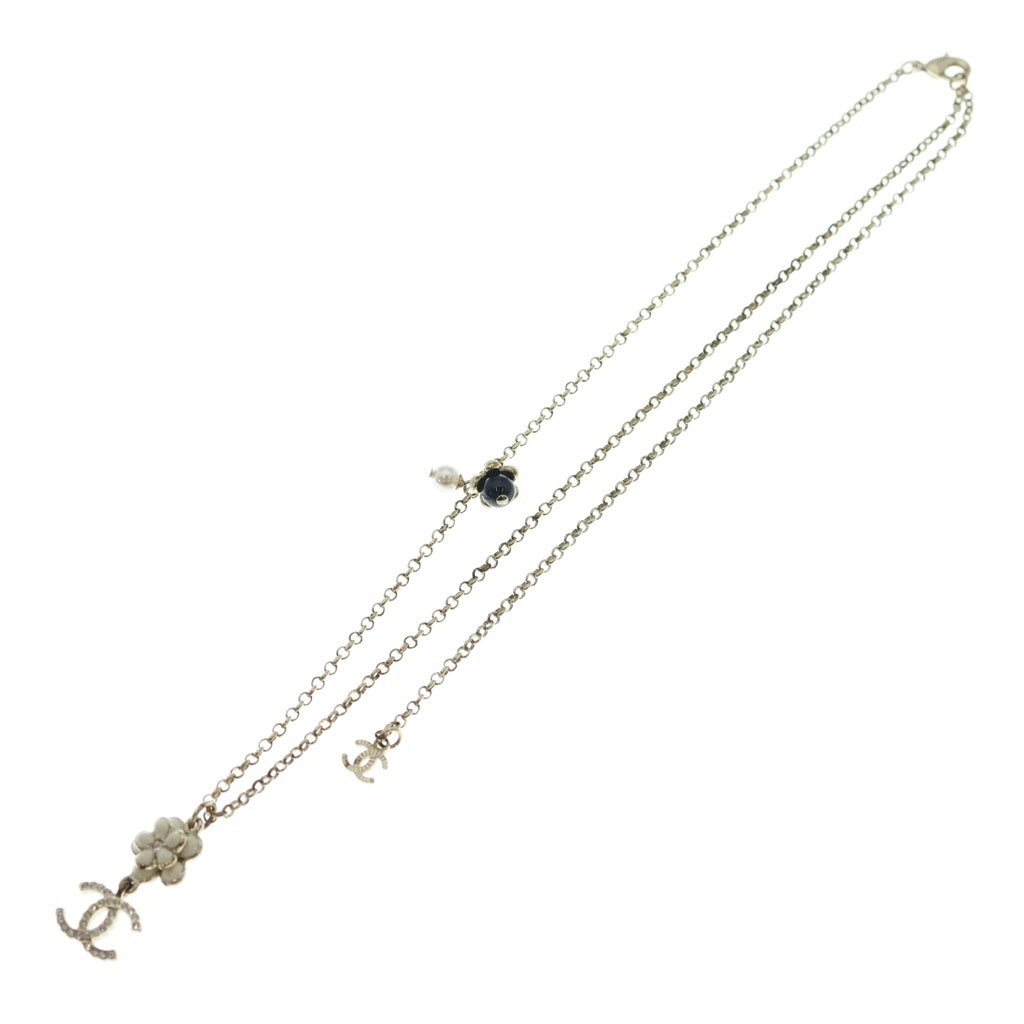 CHANEL(シャネル) ココマーク ラインストーン フラワー メタル ストラス パール チェーンネックレス ゴールド レディース
