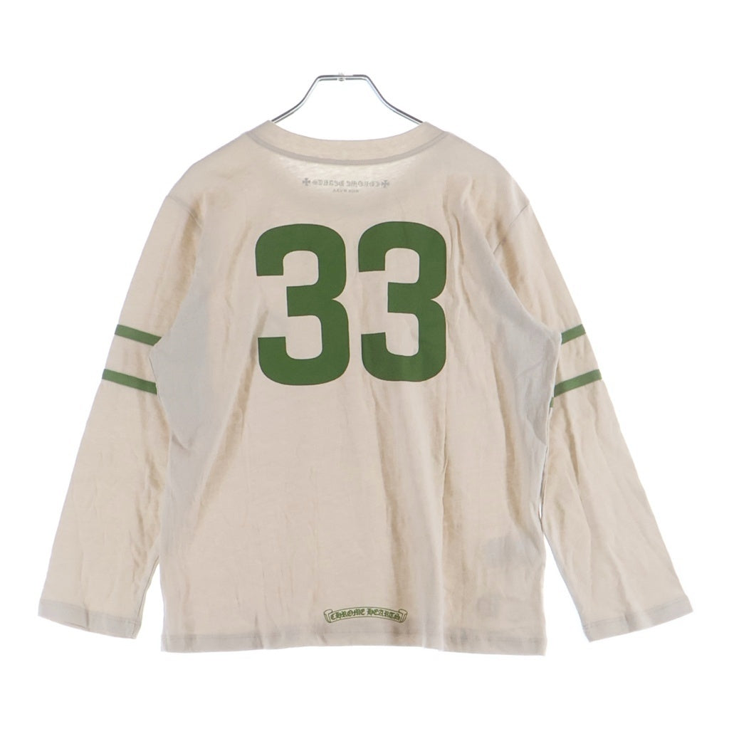 CHROME HEARTS(クロムハーツ) ROLLER SKATE HORSESHOUE L S TEE ナンバリングプリント 長袖Tシャツ カットソー ホワイトグリーン レディース
