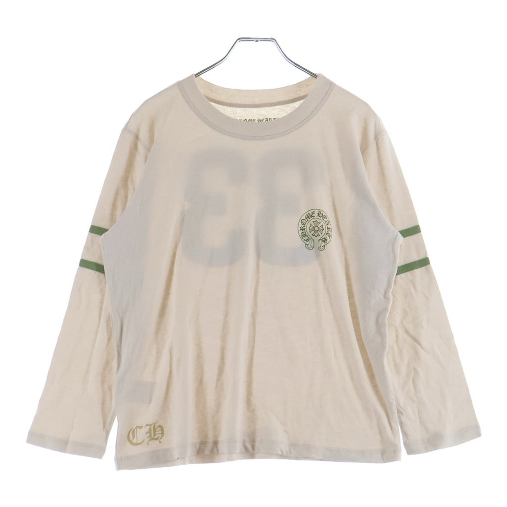 CHROME HEARTS(クロムハーツ) ROLLER SKATE HORSESHOUE L S TEE ナンバリングプリント 長袖Tシャツ カットソー ホワイトグリーン レディース