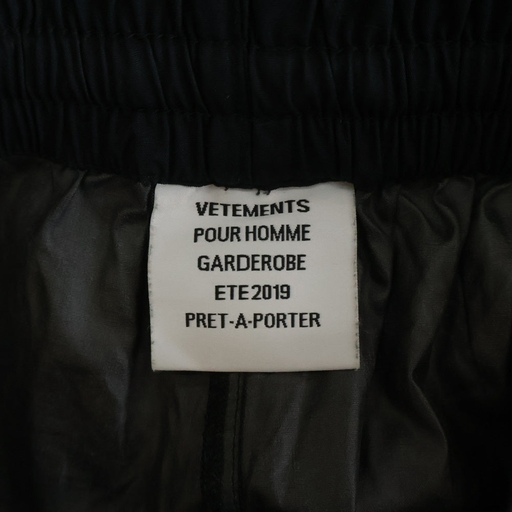 VETEMENTS(ヴェトモン) 19SS TRACK PANTS コットン イージーパンツ トラックパンツ ブラック MSS194058