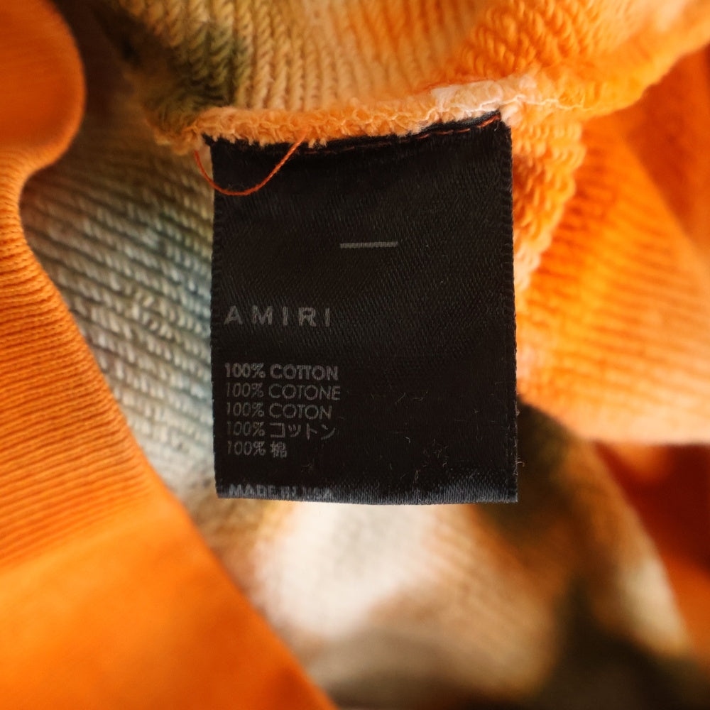 AMIRI(アミリ) Rainbow Tie Dye Crewneck Sweatshirt タイダイ ロゴ刺繍 クルーネック スウェット トレーナー オレンジ/ホワイト