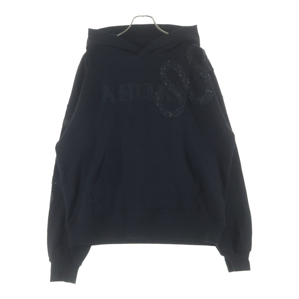 AMIRI(アミリ) Glitter Snake Hoodie グリッター ロゴ刺繍 スネーク スウェット プルオーバーパーカー ブラック