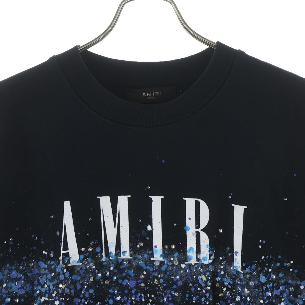 AMIRI(アミリ) Crystal Splash Logo Sweatshirt クリスタルスプラッシュ ロゴプリント ラインストーン スウェットトレーナー ブラック