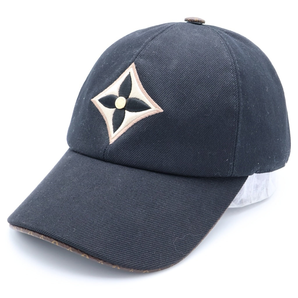 LOUIS VUITTON(ルイヴィトン) キャップ LV デー コットン シルク レザー ベースボールキャップ 帽子 ブラック M77806 AL3232