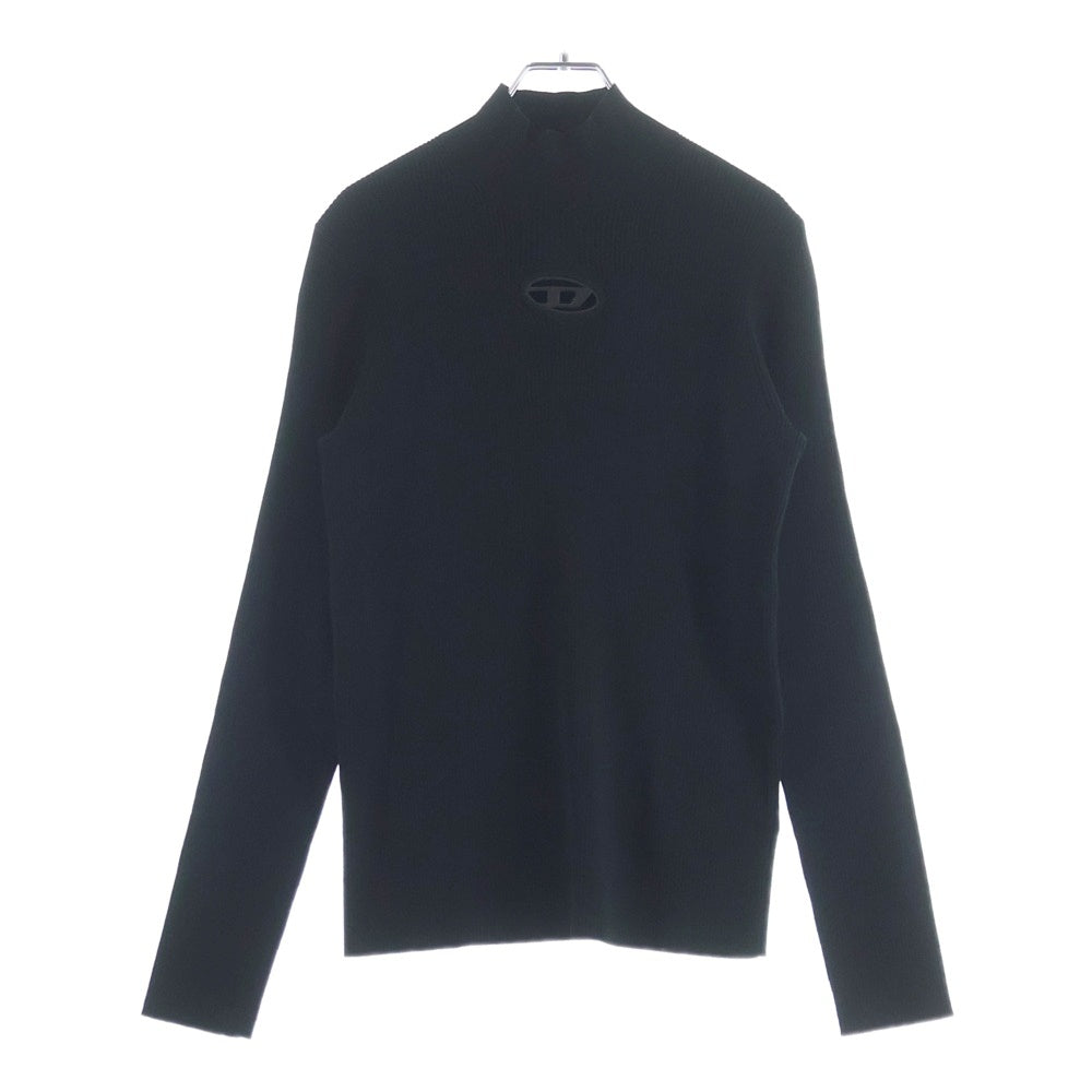 DIESEL(ディーゼル) K-ZACKARY カットアウト ディテール フロント ロゴパッチ モックネック ニットセーター ブラック A15482