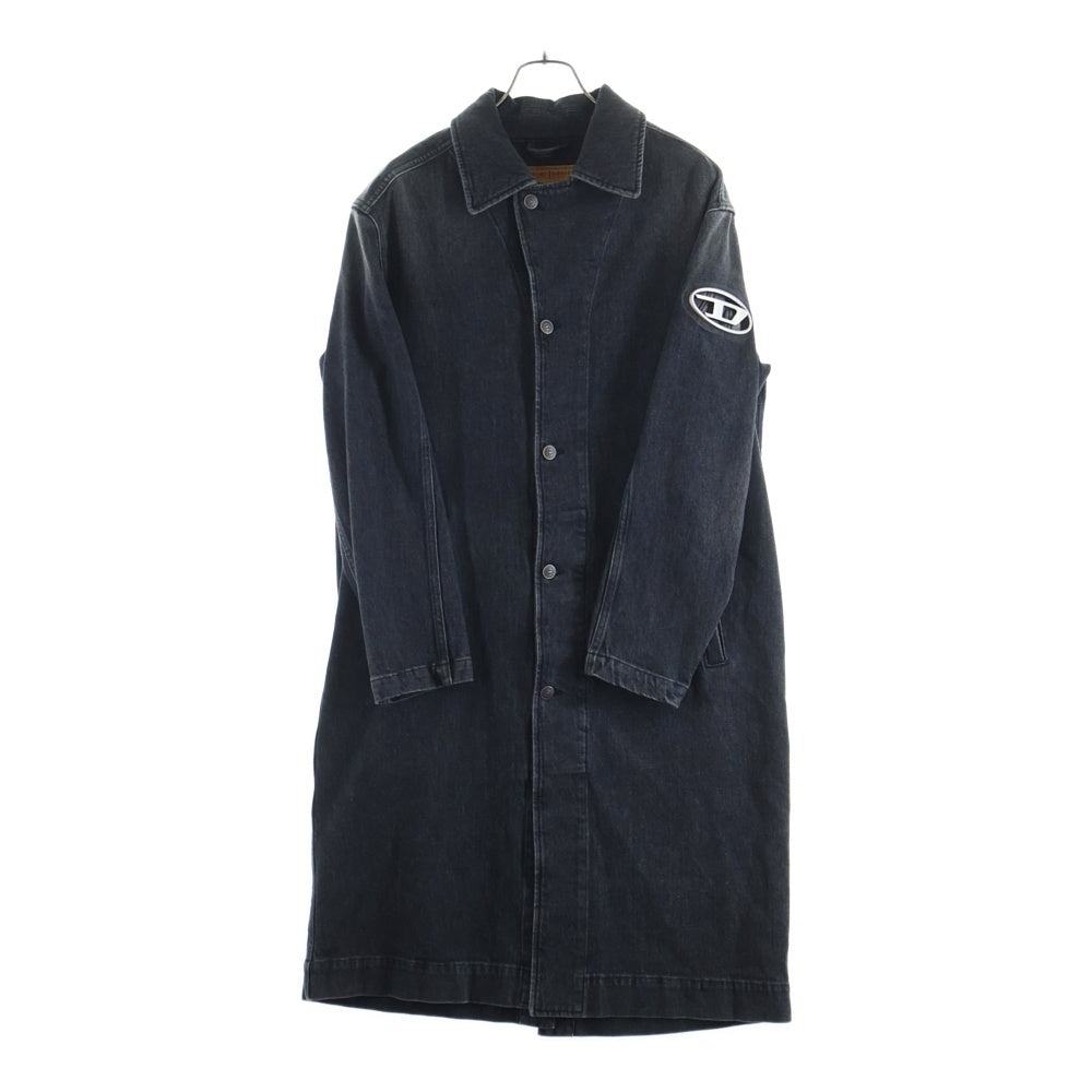 DIESEL(ディーゼル) D-ROKU-LONG-FSC1 デストロイダメージ加工 デニムロングコート ブラック A10860