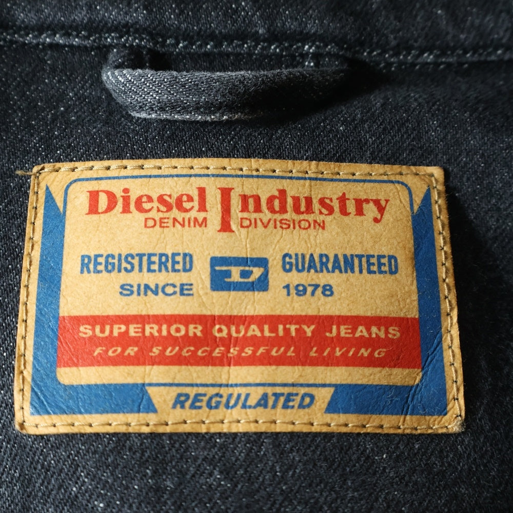 DIESEL(ディーゼル) D-ROKU-LONG-FSC1 デストロイダメージ加工 デニムロングコート ブラック A10860