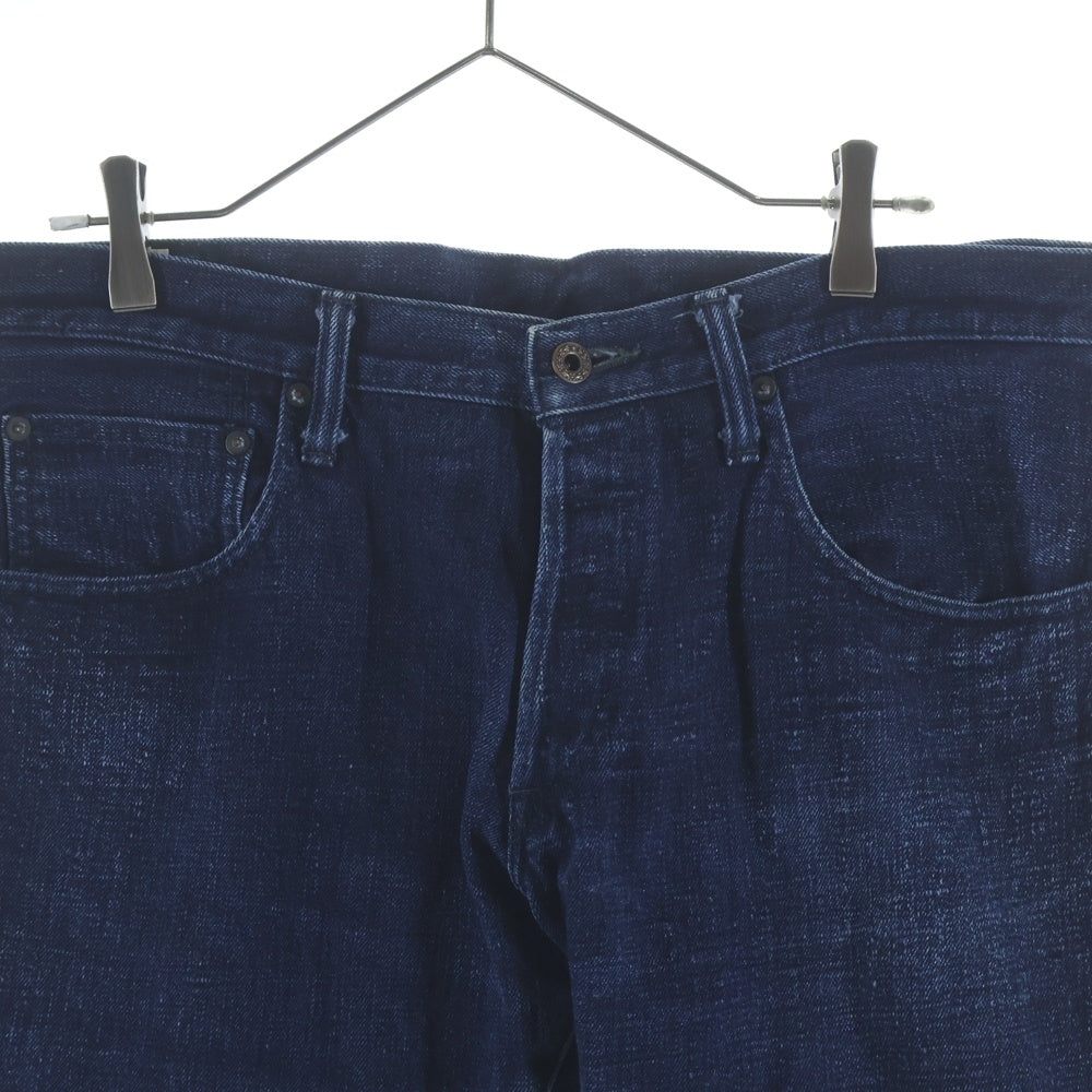 NO BRAND(ノーブランド) ONI DENIM（鬼デニム）経緯糸先染めカラー リラックステーパード デニムパンツ インディゴ ONI-612