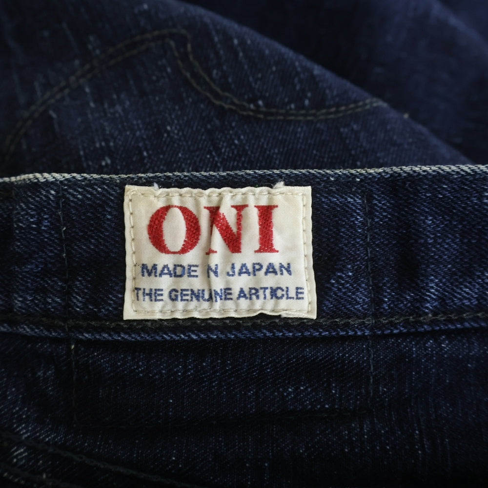 NO BRAND(ノーブランド) ONI DENIM（鬼デニム）経緯糸先染めカラー リラックステーパード デニムパンツ インディゴ ONI-612